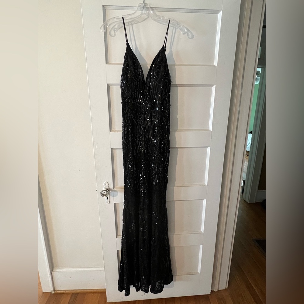 Windsor Black Sequin Mermaid Gown NWT